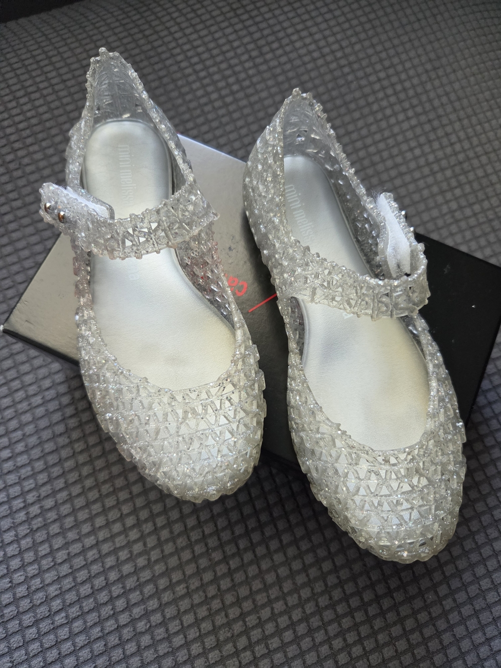 Mini Melissa Campana Mary Jane Shoes Clear Glitter Size 28/29 EUR 11 US